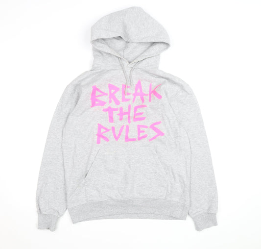 Topshop Women Grey 'Break The Rules' Pullover Hoodie Size S/M
