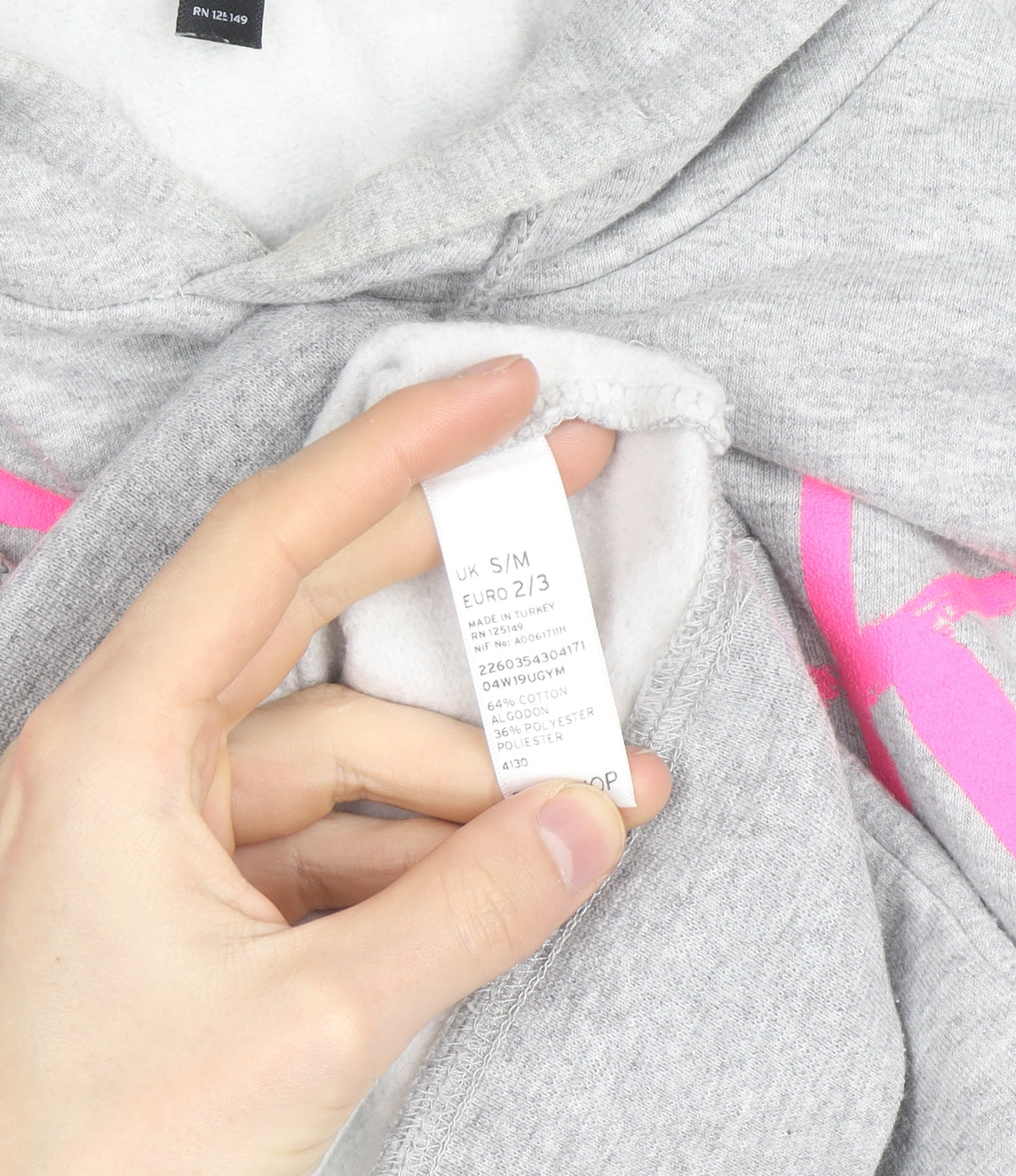 Topshop Women Grey 'Break The Rules' Pullover Hoodie Size S/M