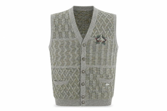 Steffner Country Men's Grey Wool Cable Knit Vest XL