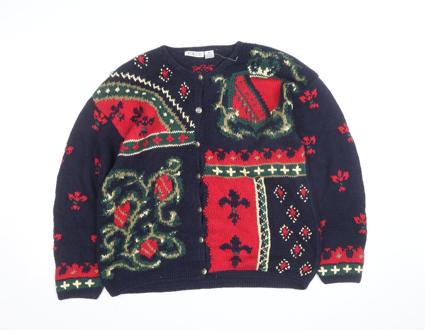 Talbots Unisex Multicoloured Knit Cardigan M Retro Winter Jumper