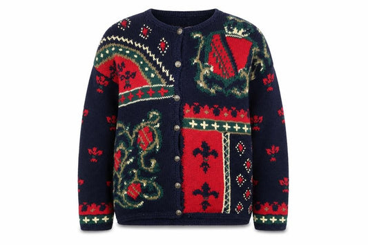 Talbots Unisex Multicoloured Knit Cardigan M Retro Winter Jumper