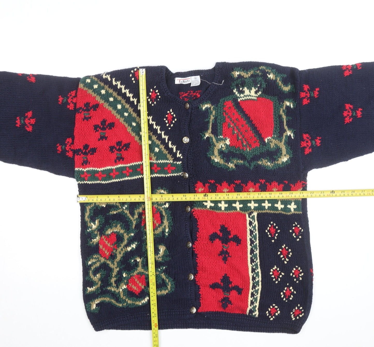 Talbots Unisex Multicoloured Knit Cardigan M Retro Winter Jumper