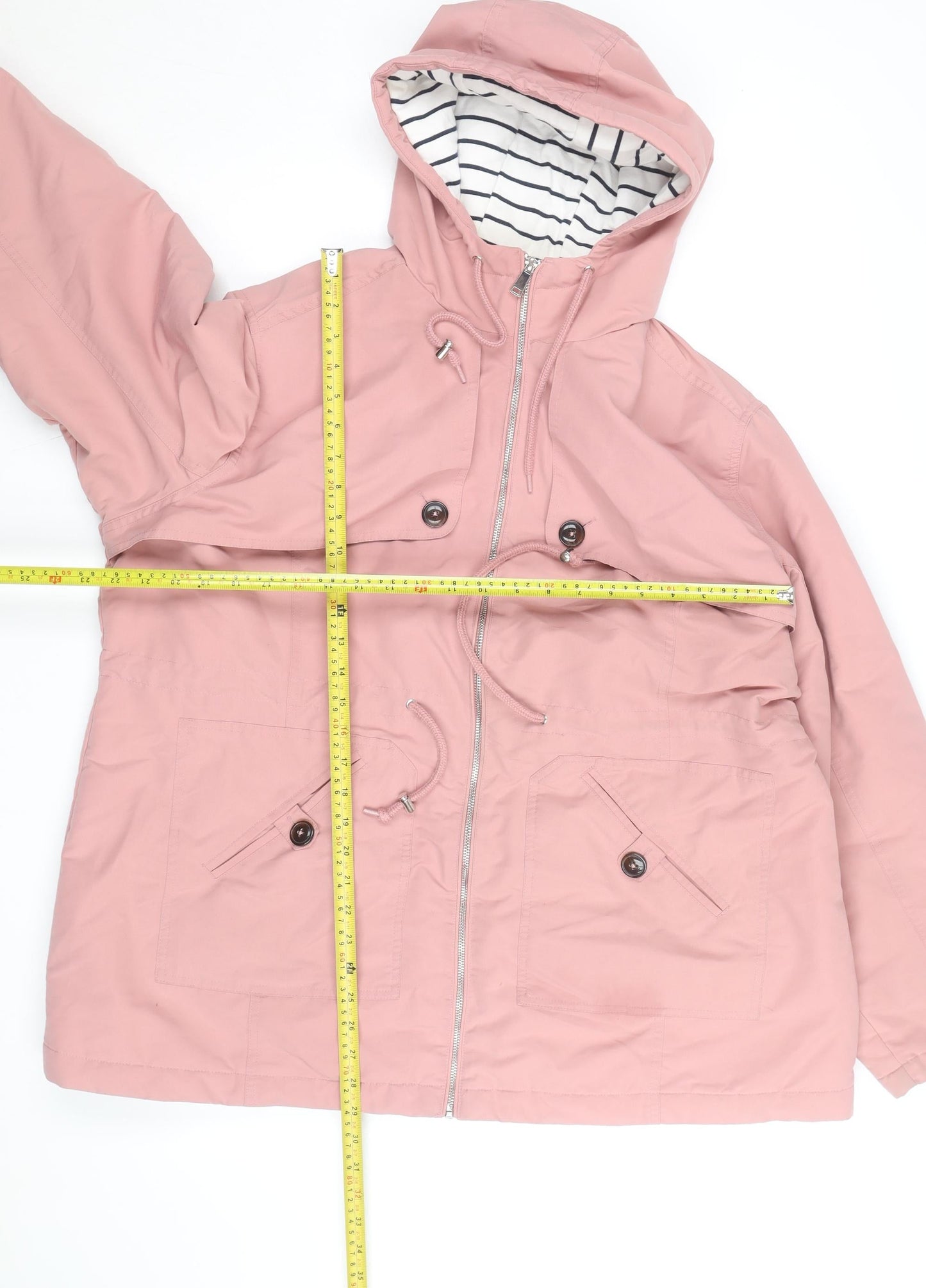 Cotton Traders Women Pink Hooded Parka Jacket Size 22 Lined Zip-Up