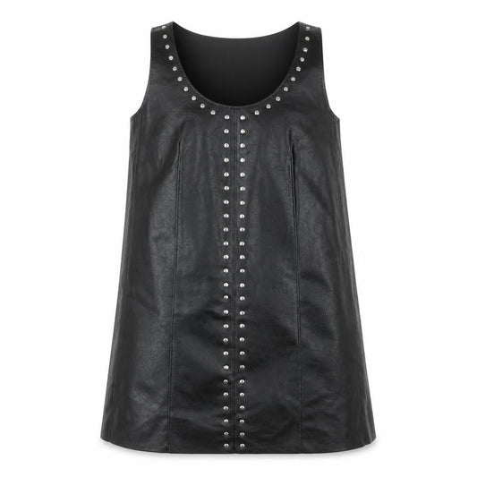 Marks & Spencer Women's Black Petite Size 8 Studded Faux Leather Shift Dress