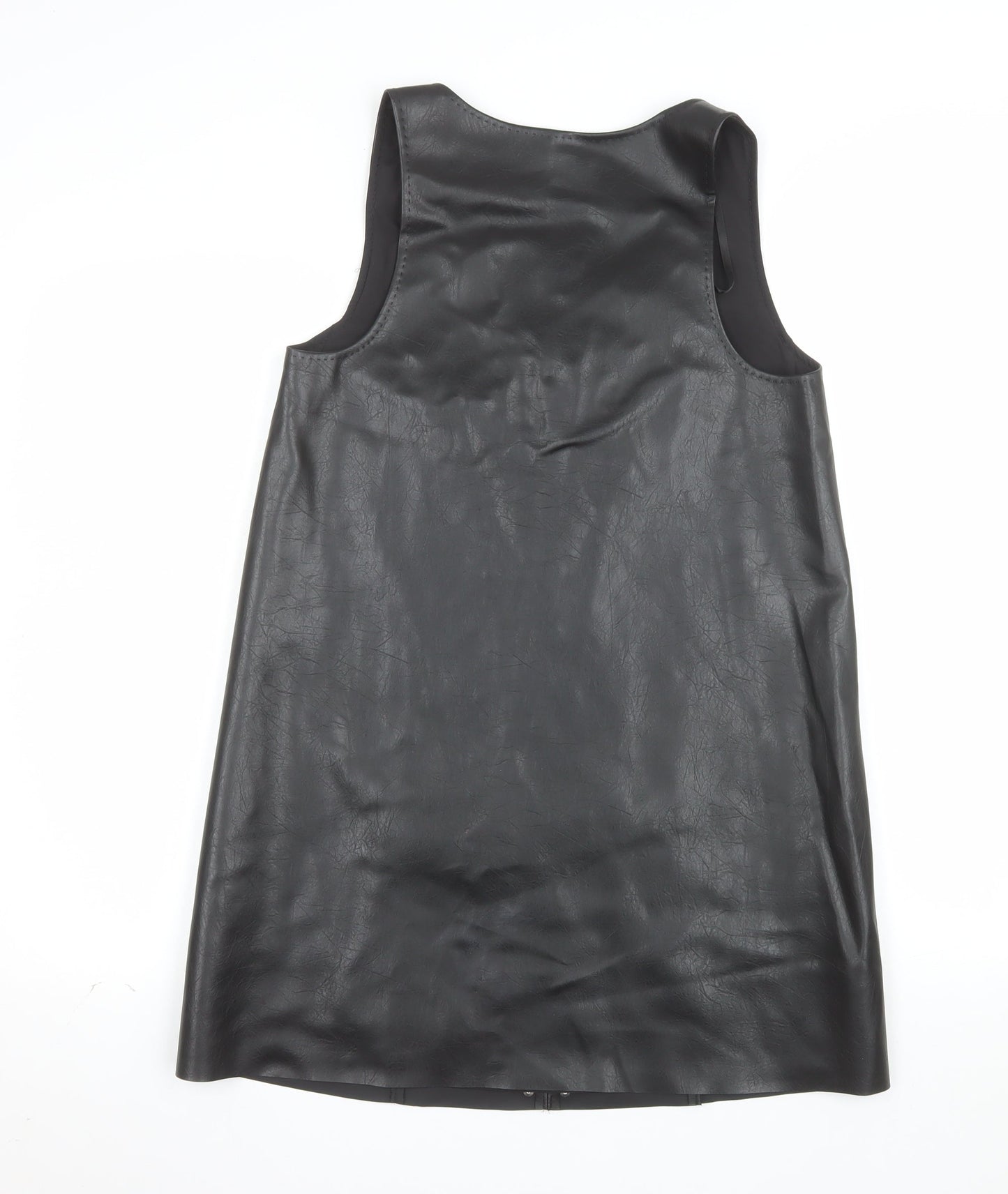Marks and Spencer Women's Black Petite Size 8 Studded Faux Leather Shift Dress