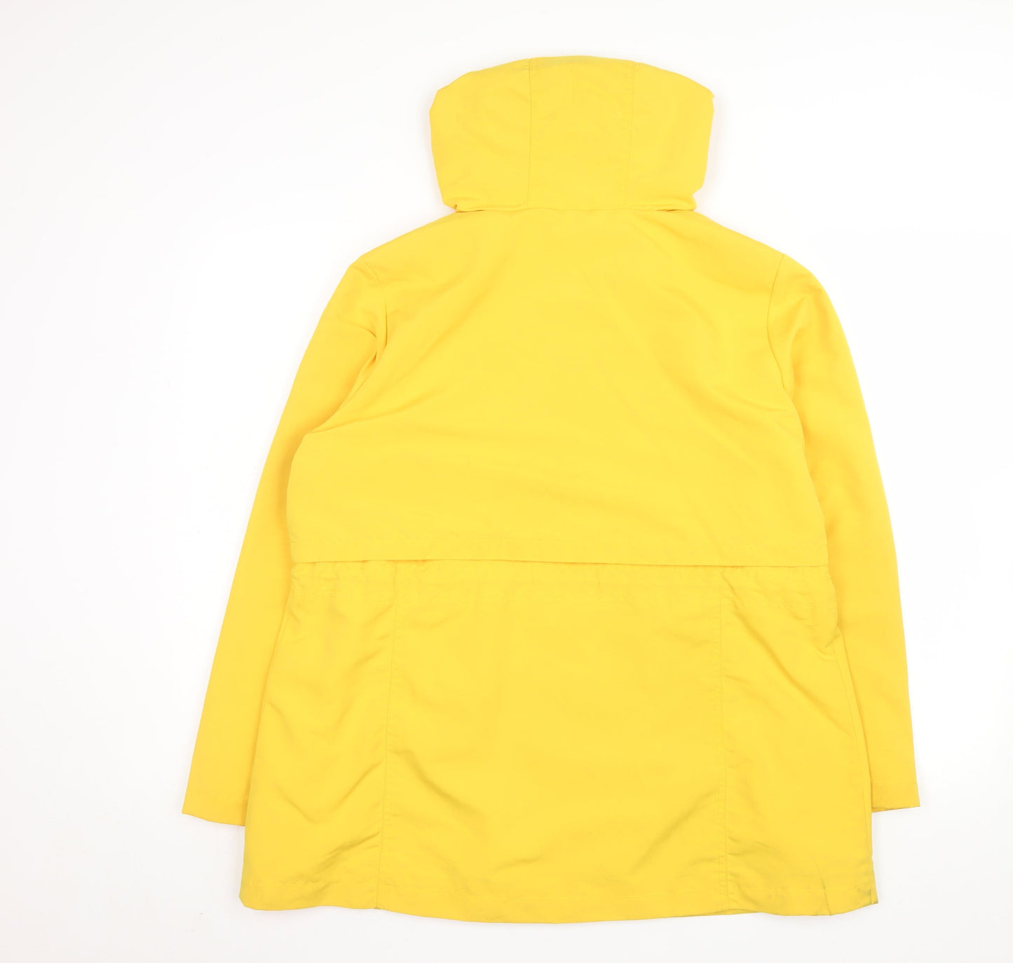 Tu Women’s Yellow Hooded Rain Coat Jacket Size 14 Waterproof Drawstring