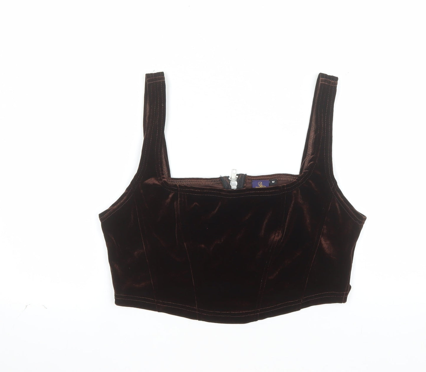 Beyond Retro Women's Brown Velvet Cropped Tank Top M