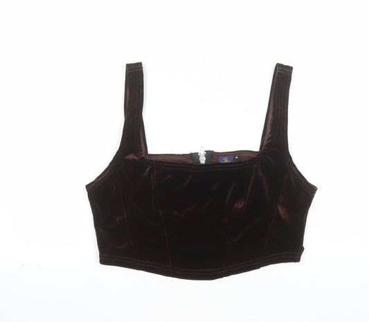 Beyond Retro Women's Brown Velvet Cropped Tank Top M