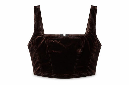 Vintage Women's Brown Velvet Cropped Tank Top M