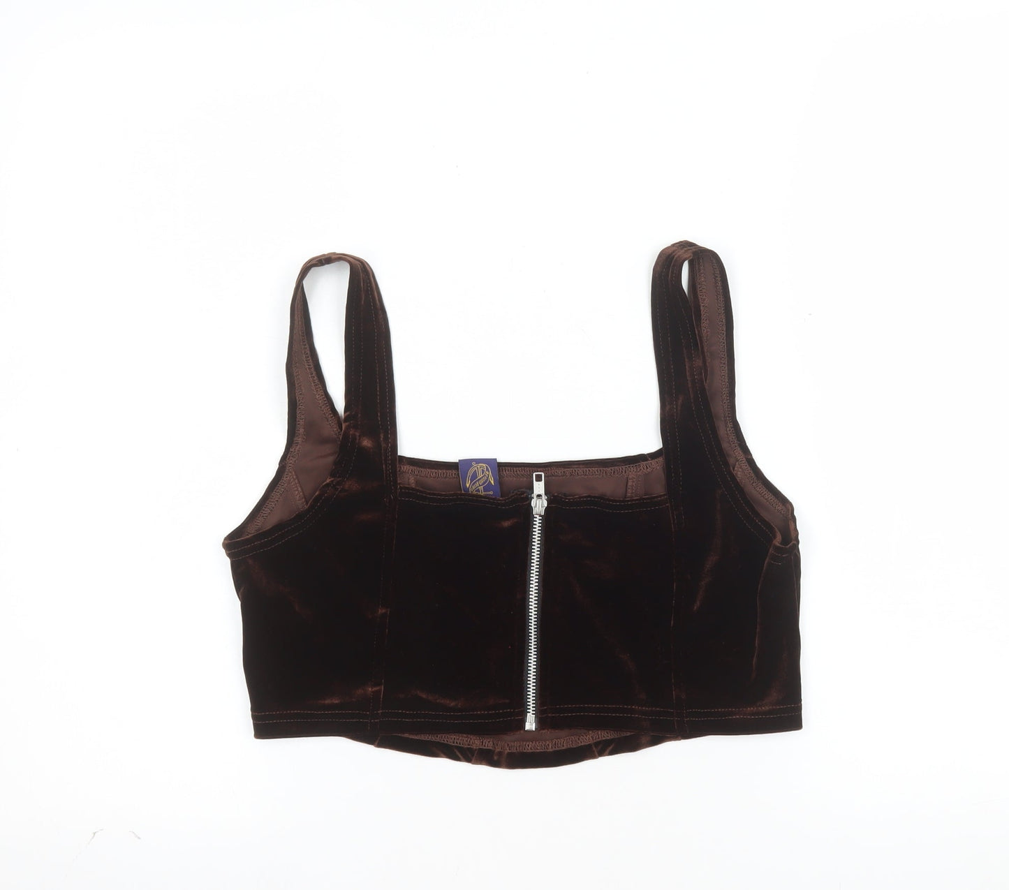 Beyond Retro Women's Brown Velvet Cropped Tank Top M