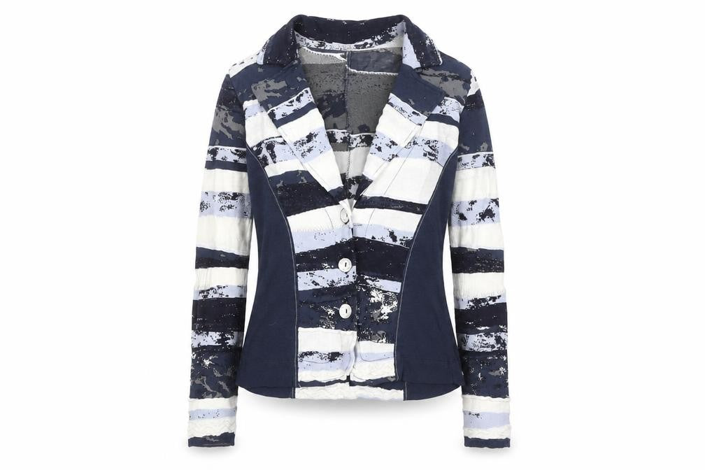 Aldo Martin’s Women Blue Striped Collared Cardigan Size 8