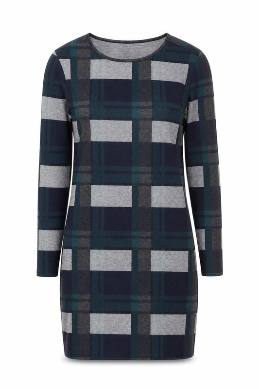River Island Women's Green Check Long Sleeve Bodycon Dress Size 12