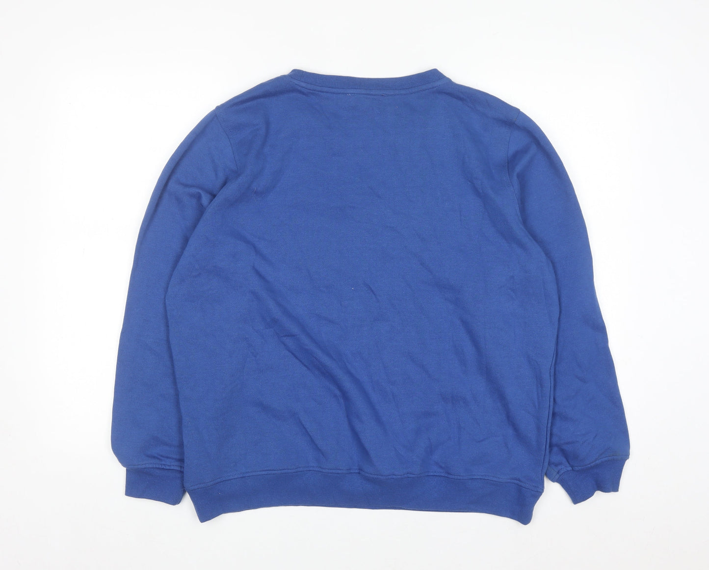 Rebecca Malone Women's Blue Pullover Sweatshirt L Cotton Blend Bird Motif