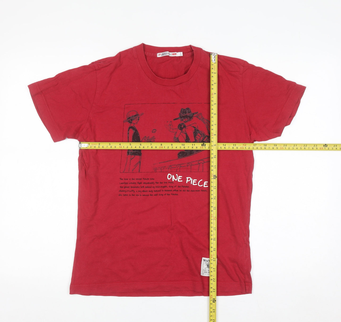 Uniqlo Men Red One Piece Anime Graphic Cotton T-Shirt Size S