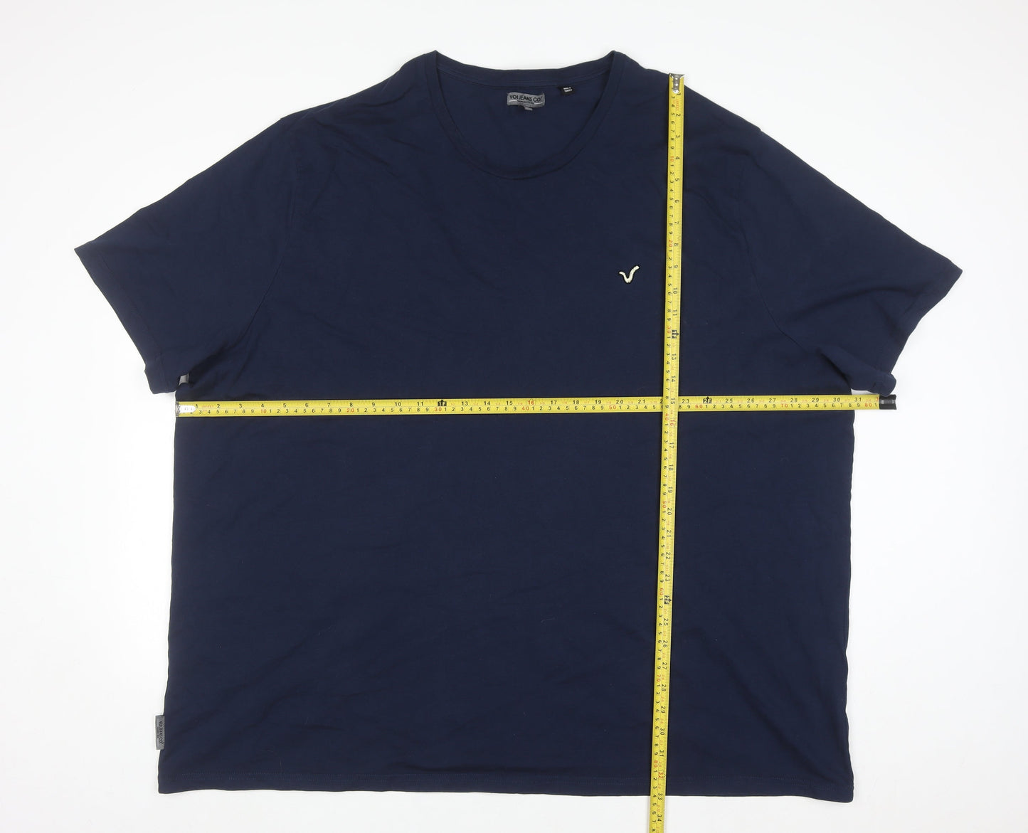 Von Jeans Co. Men's Navy Crew Neck Cotton T-Shirt 5XL Classic Fit