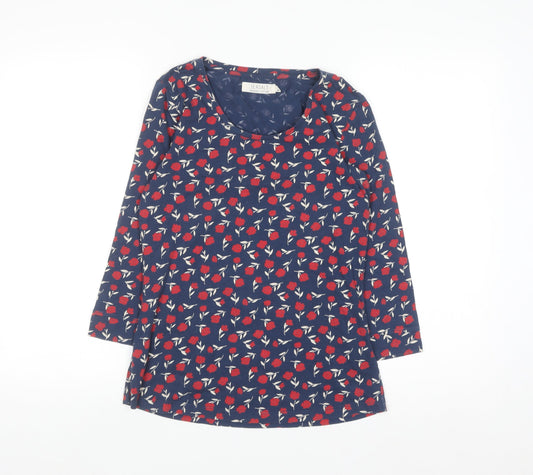 Seasalt Women Blue Floral Organic Cotton Long Sleeve T-Shirt Size 10