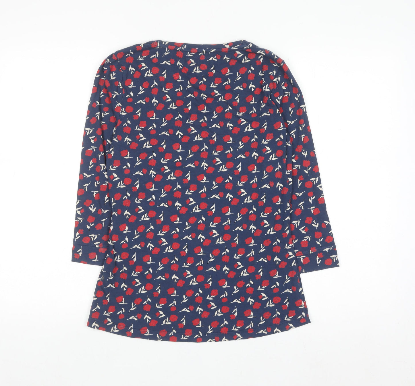Seasalt Women Blue Floral Organic Cotton Long Sleeve T-Shirt Size 10