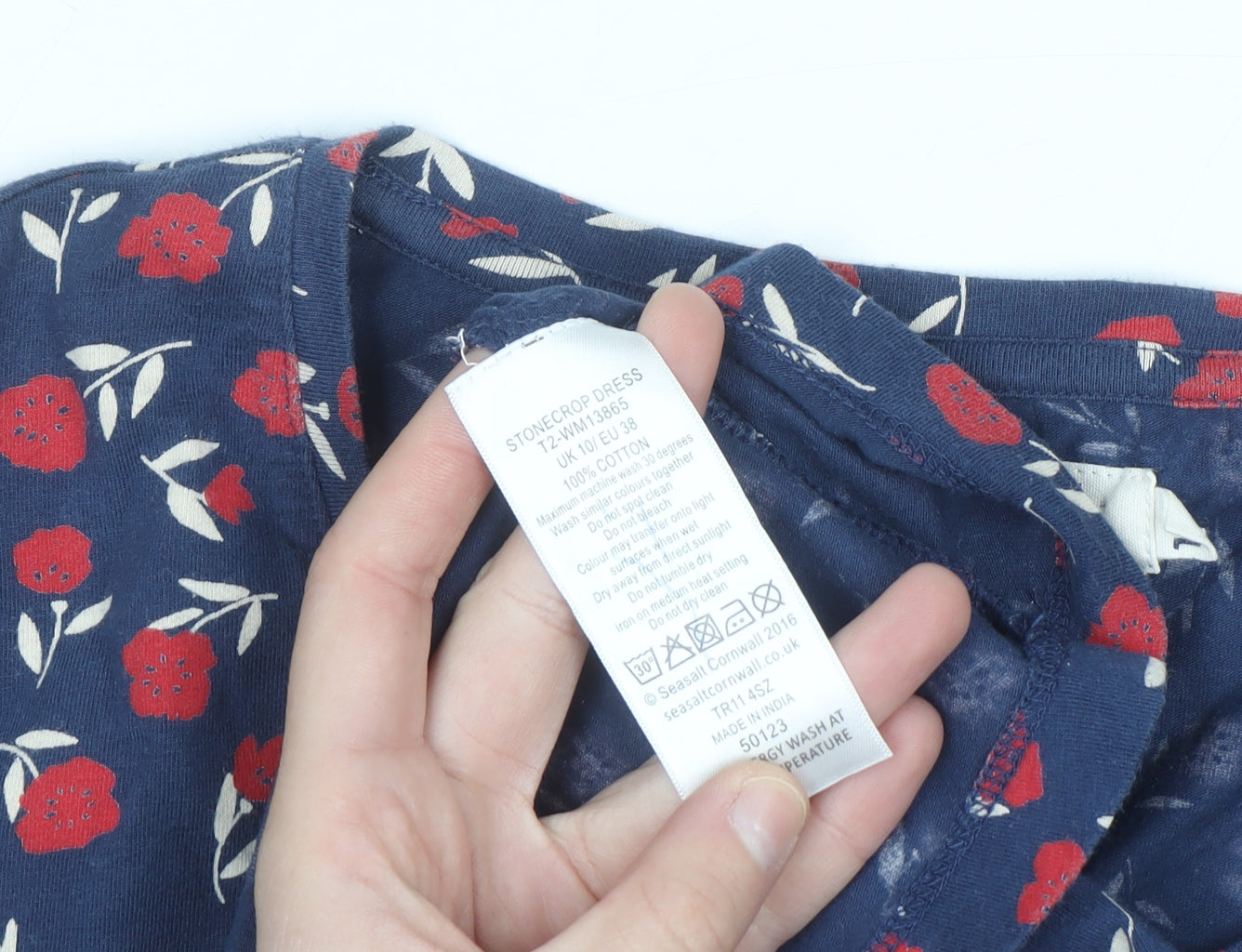 Seasalt Women Blue Floral Organic Cotton Long Sleeve T-Shirt Size 10