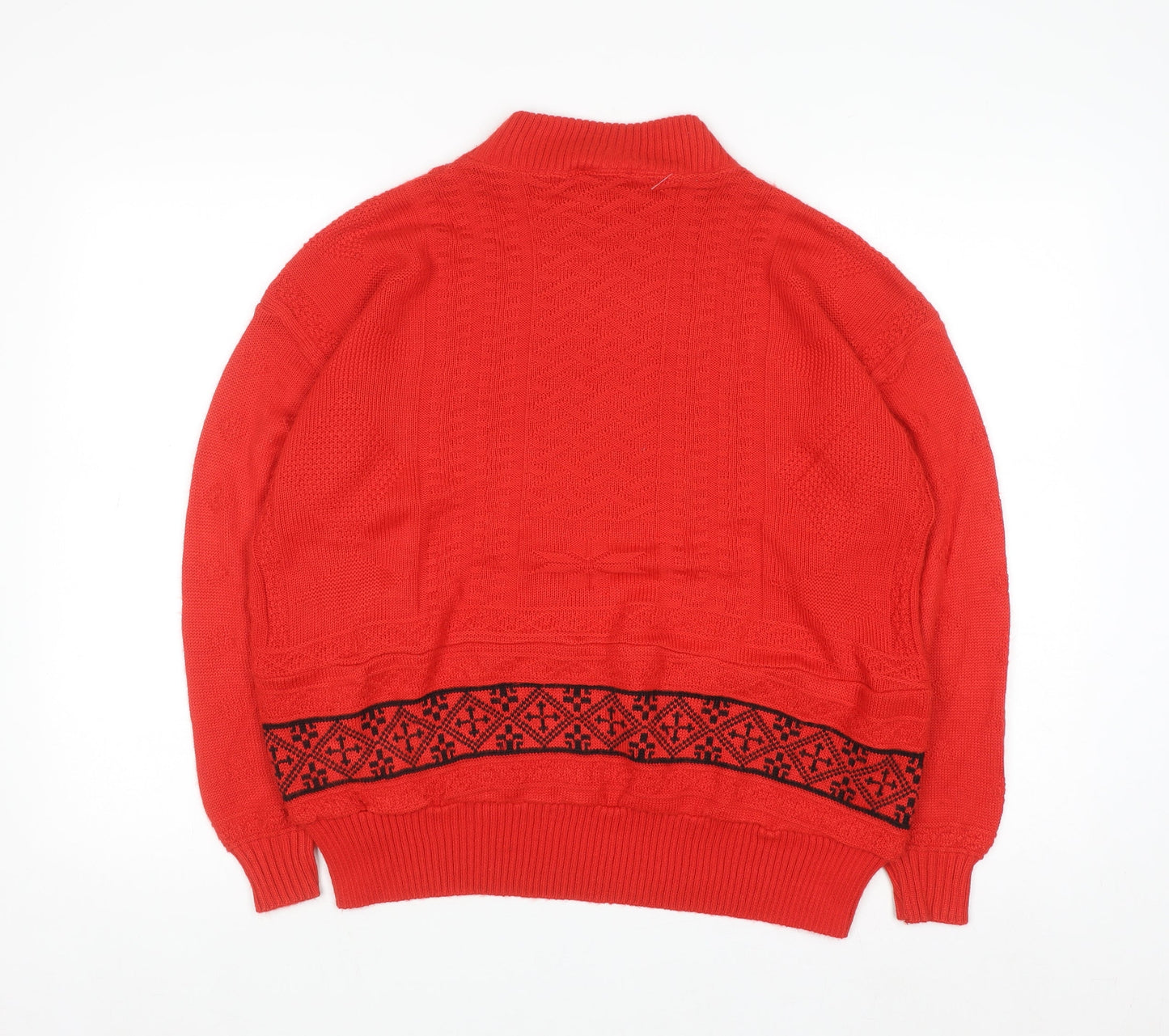 Shirley K Women's Red Acrylic Mock Neck Cable-Knit Jumper M