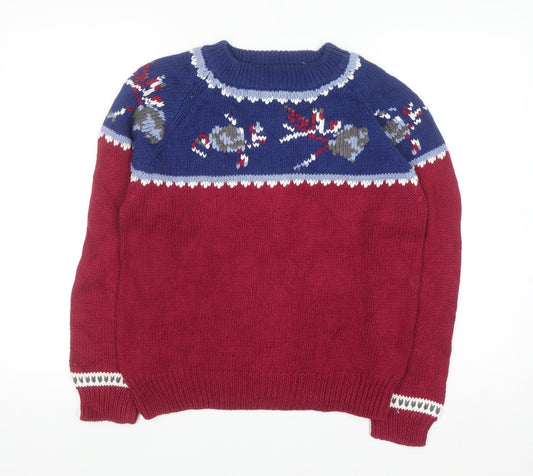 Persuasion Women Red Christmas Fair Isle Knit Jumper Size S