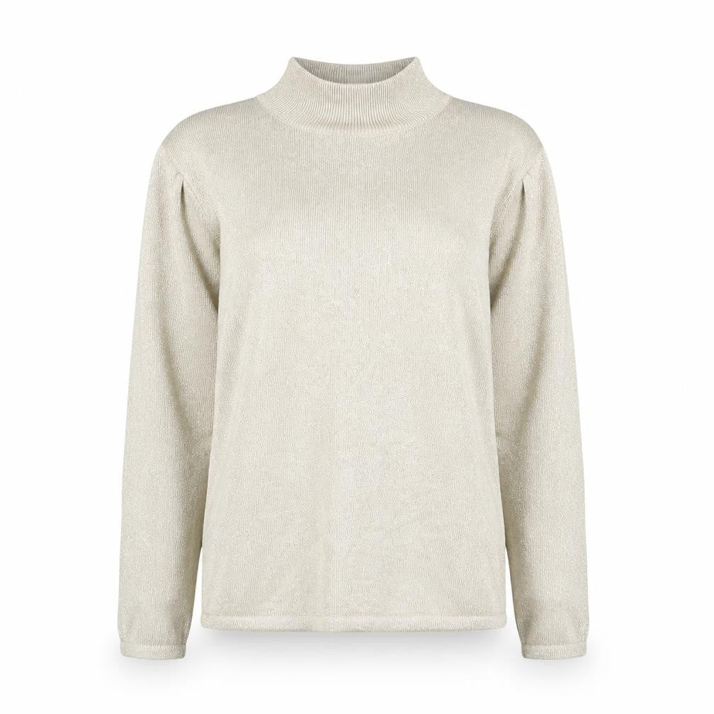 Talbots Women’s Beige Metallic Knit Roll Neck Jumper Size S