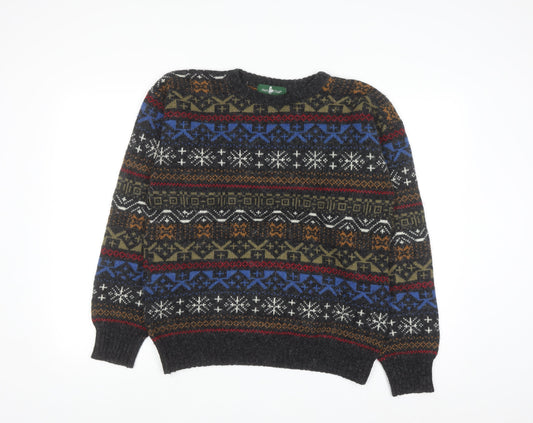 Hunt Club Men's Multicoloured Fair Isle Wool Blend Crew Neck Jumper L