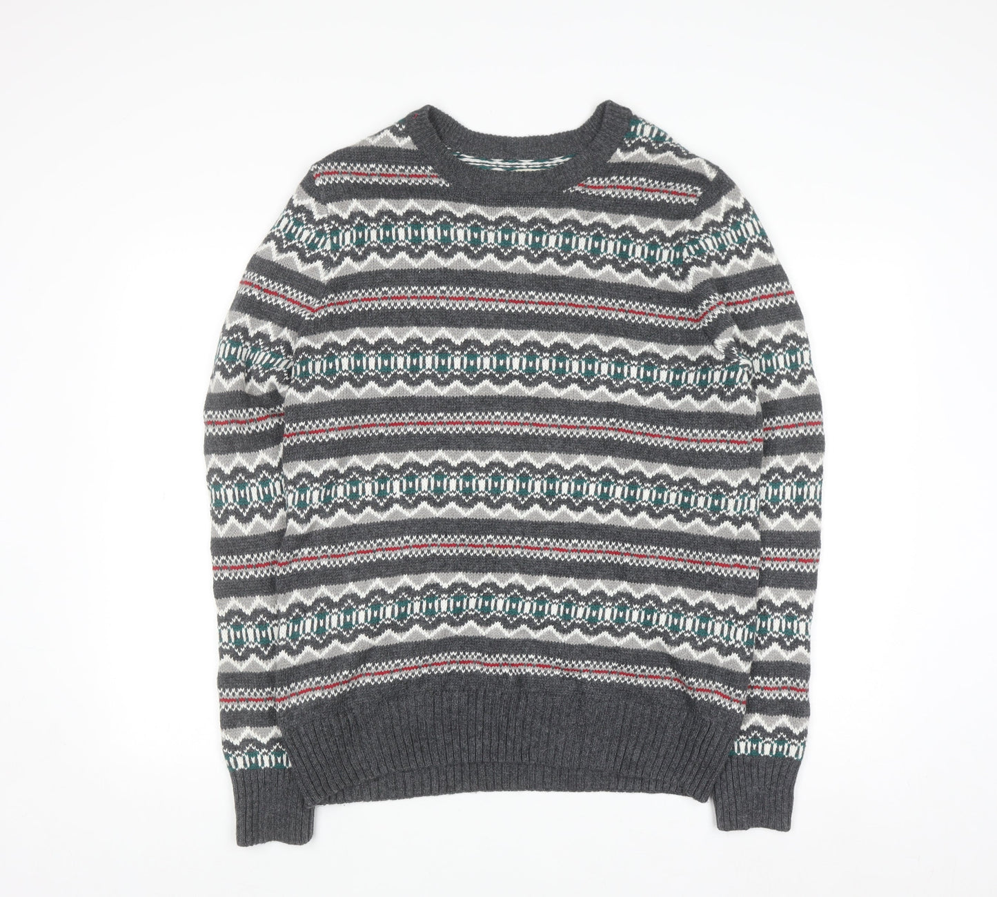 Sonoma Men’s Grey Fair Isle Knit Pullover Jumper M