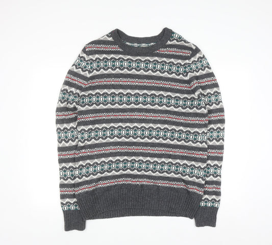 Sonoma Men’s Grey Fair Isle Knit Pullover Jumper M