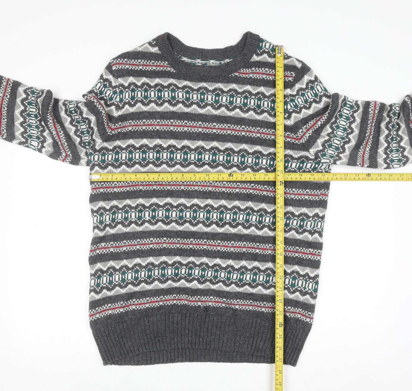 Sonoma Men’s Grey Fair Isle Knit Pullover Jumper M