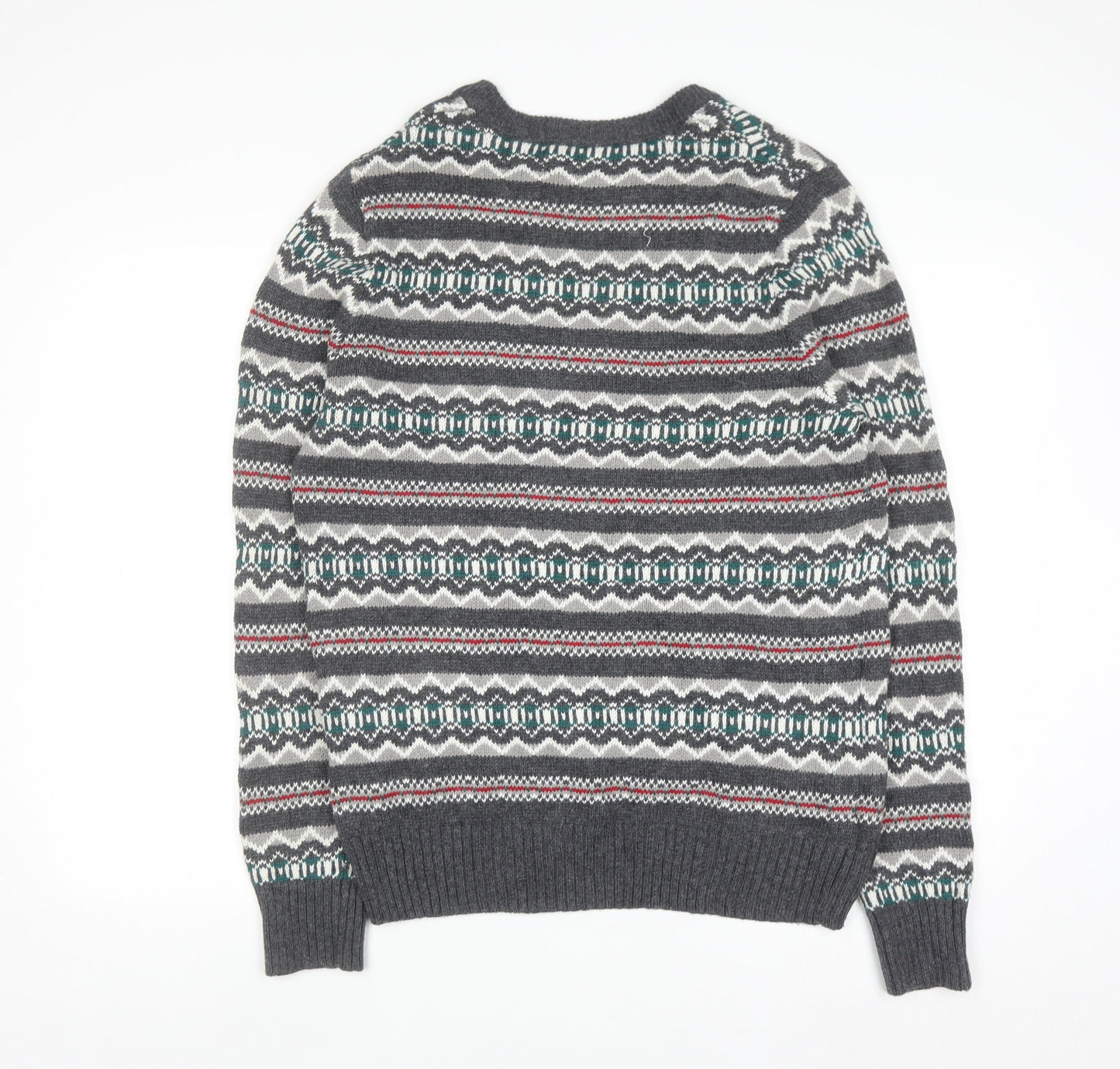 Sonoma Men’s Grey Fair Isle Knit Pullover Jumper M