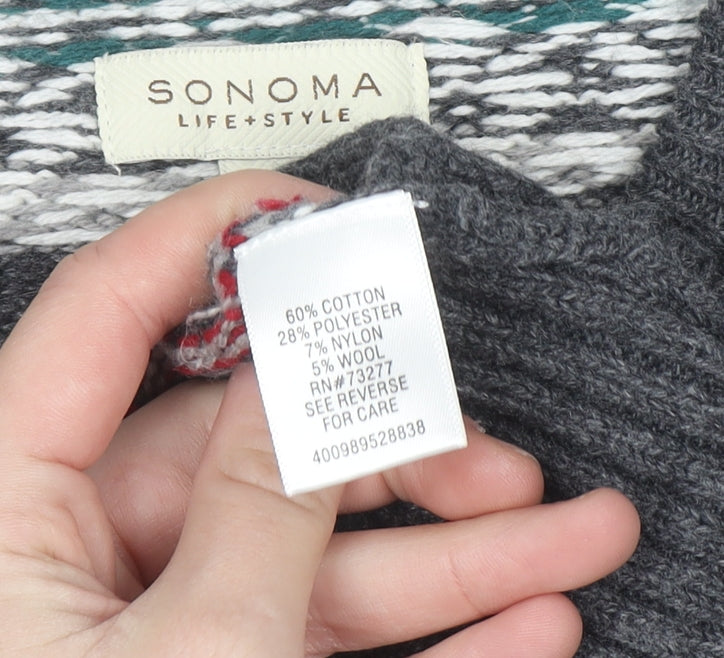 Sonoma Men’s Grey Fair Isle Knit Pullover Jumper M