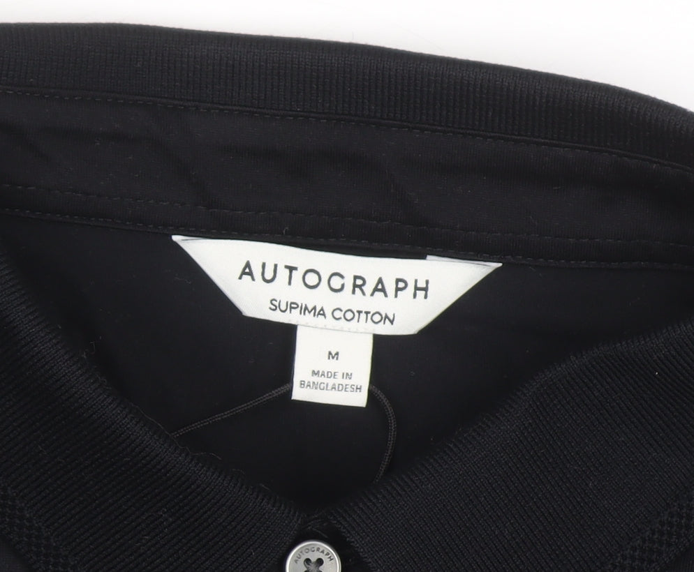 Marks and Spencer Autograph Men's Black Supima Cotton Polo Shirt M