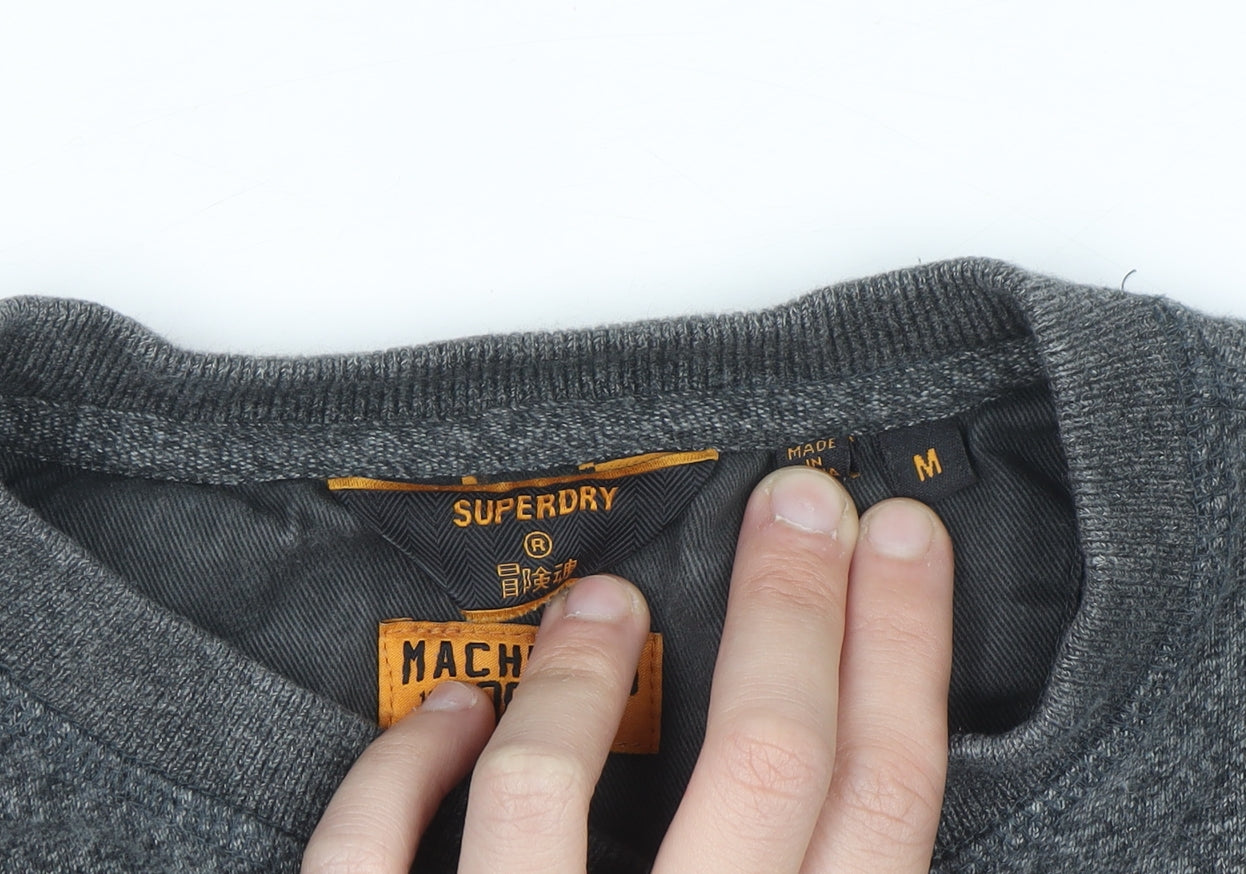 Superdry Men's Grey Henley Long Sleeve Casual Shirt M