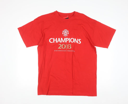 Manchester United Men’s Red Champions 2013 Cotton T-Shirt Size L