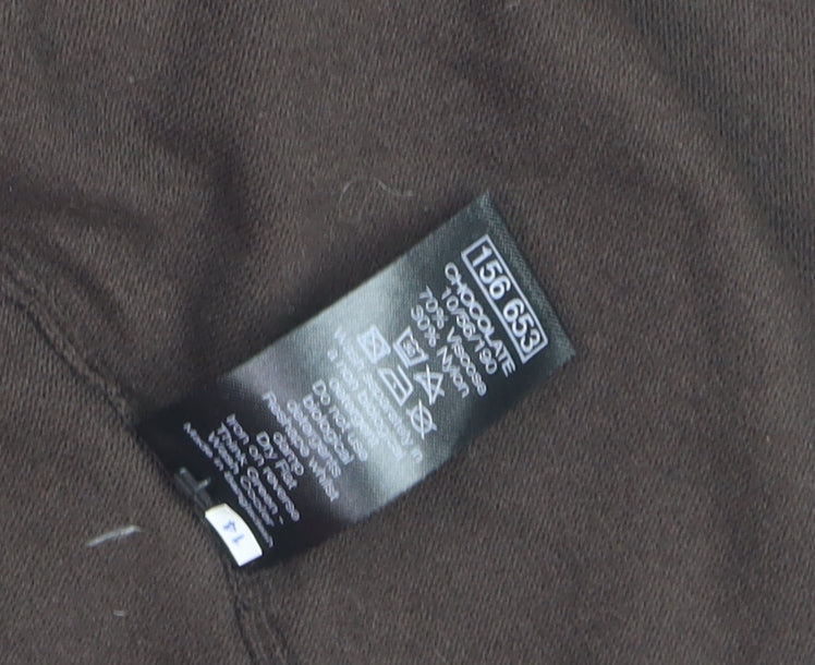 M&Co Women Brown Size 12 Open Front Long Sleeve Cardigan