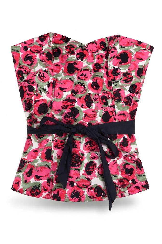 Warehouse Womens Multicoloured Floral Strapless Wrap Blouse UK 14