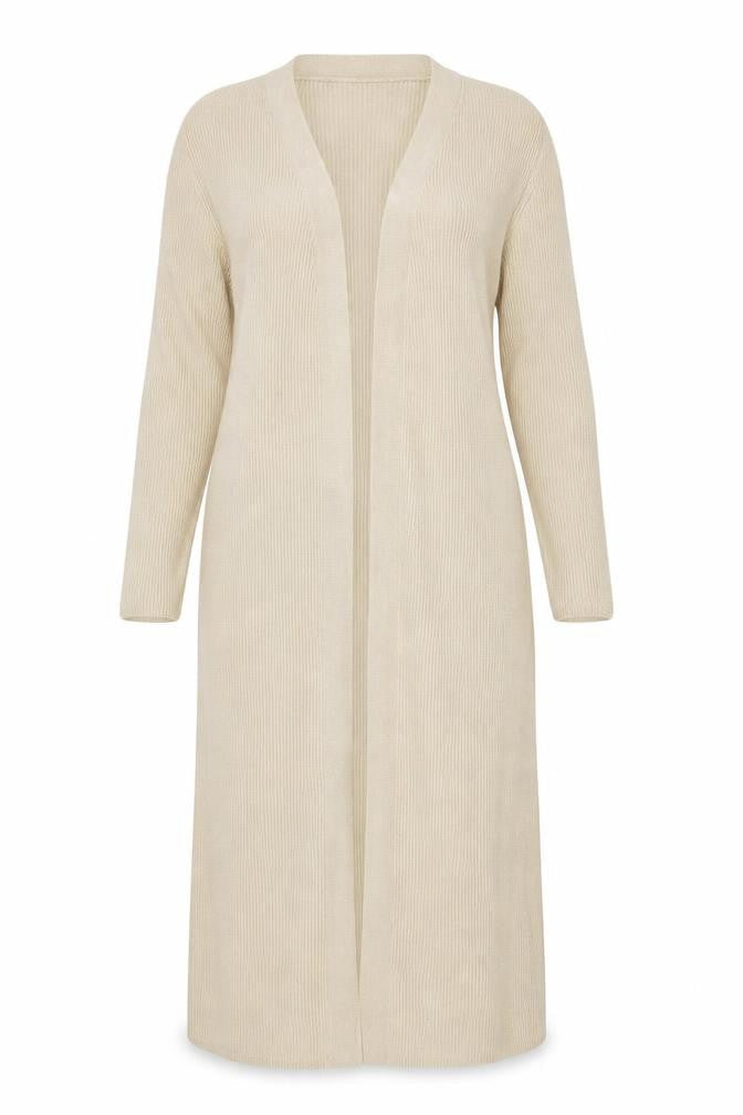 Primark Women Beige Longline V-Neck Knit Cardigan Size 12