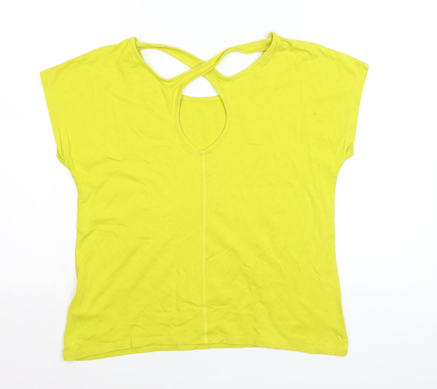 Weird Fish Women's Yellow Bamboo Blend Short Sleeve T-Shirt Size 10