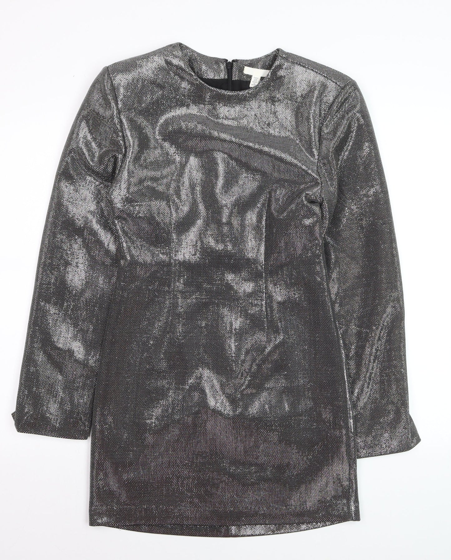 H&M Women’s Silver Metallic Bodycon Short Dress XS Party