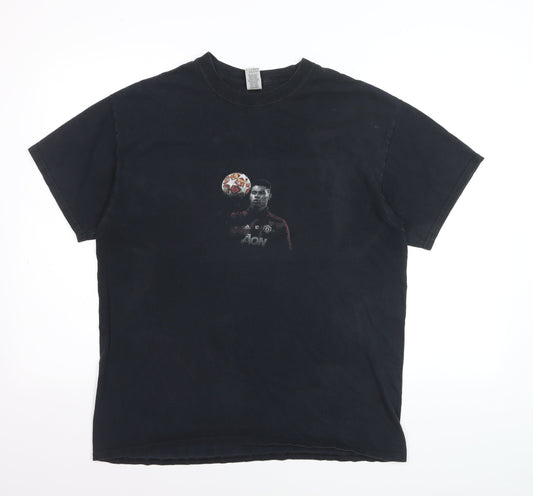 Gildan Men's Black Manchester United Graphic T-Shirt Size L