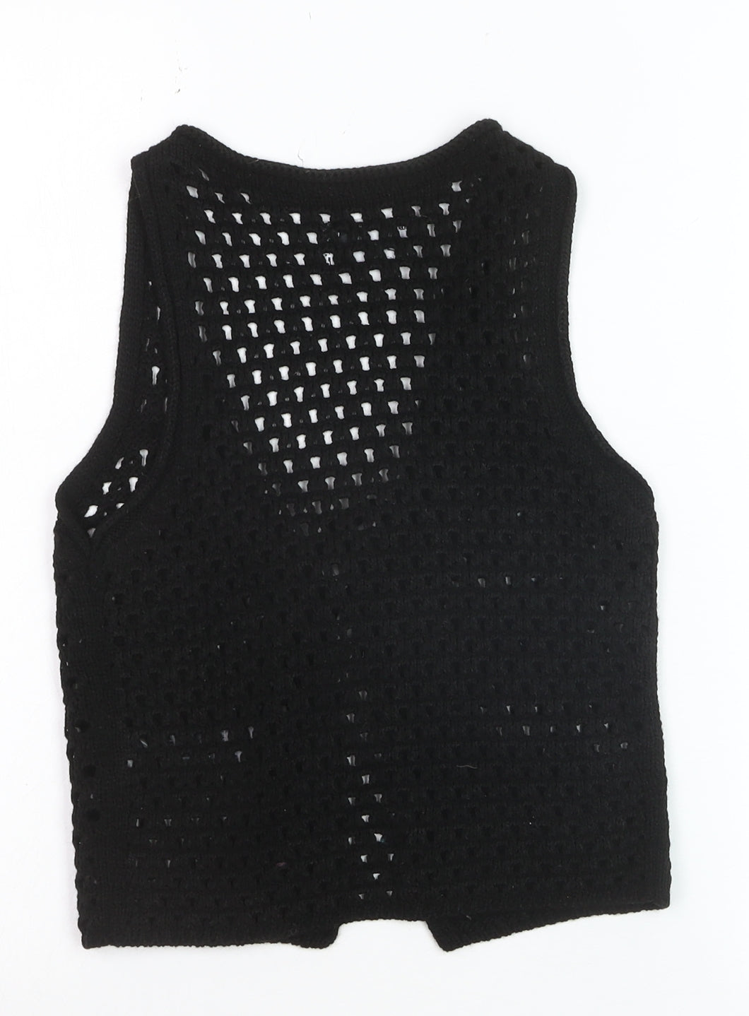 ASOS DESIGN Women’s Black Crochet Vest Size 8 Open Knit Sleeveless