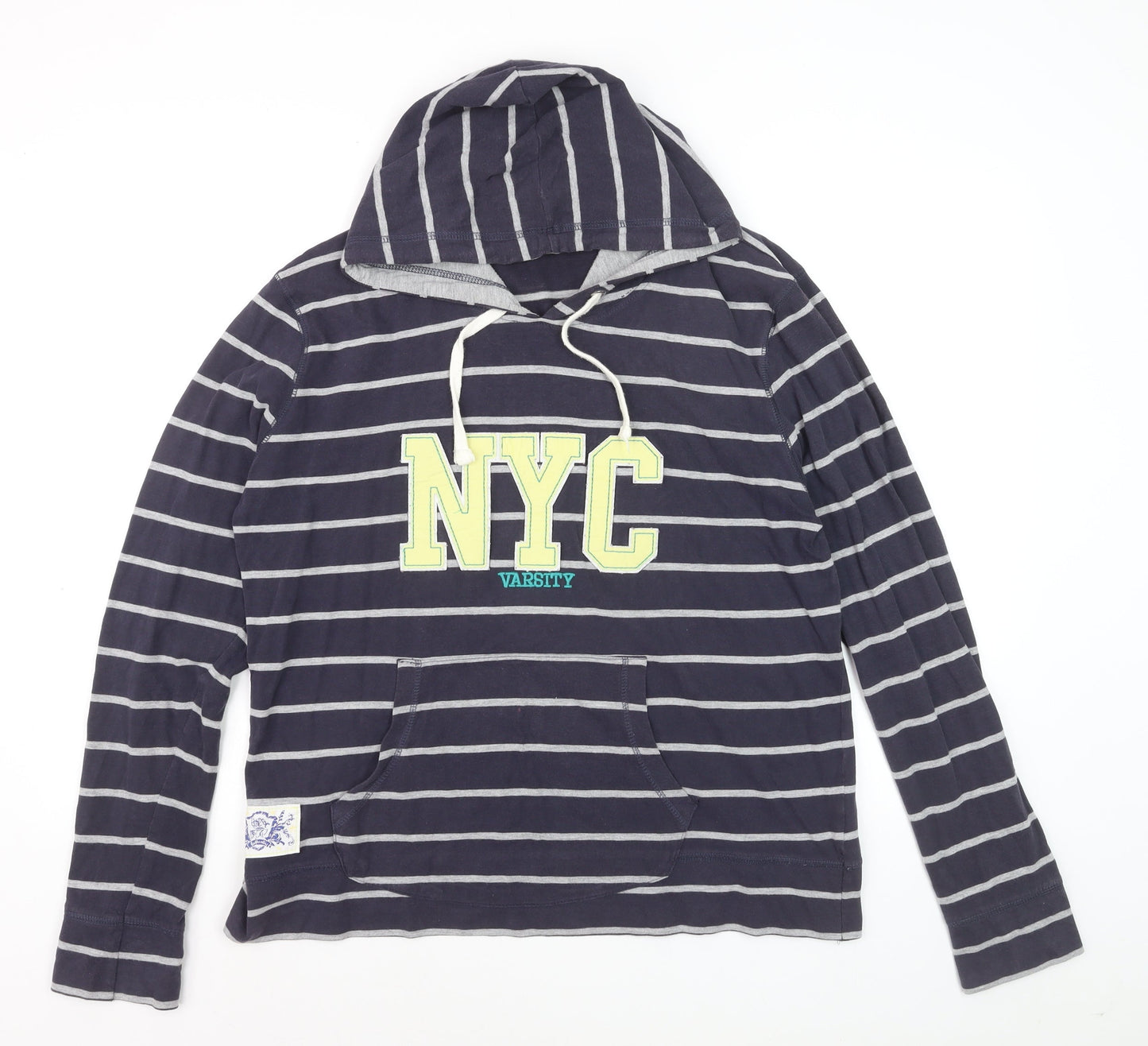 South Womens Navy Striped Pullover Hoodie Size 18 Cotton Blend