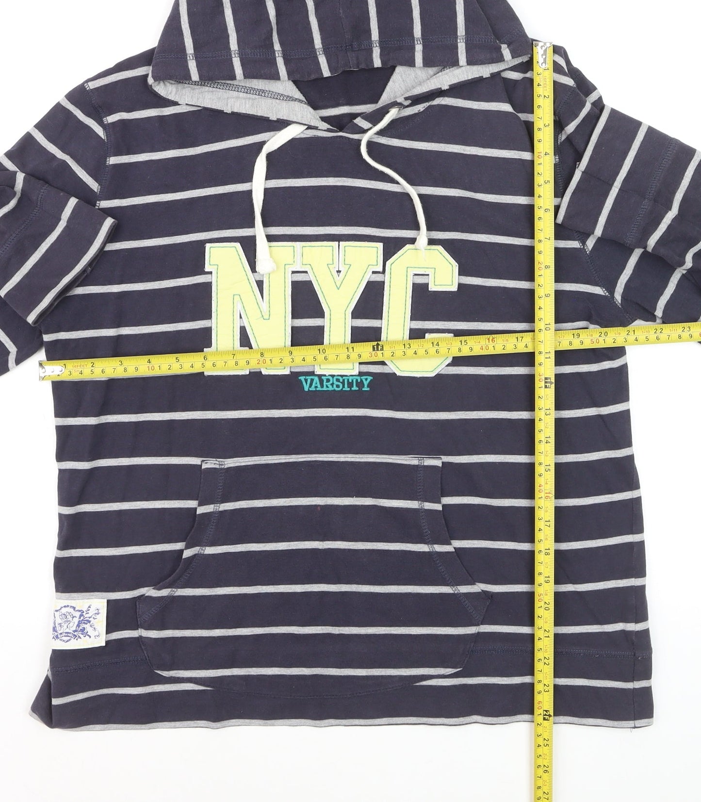 South Womens Navy Striped Pullover Hoodie Size 18 Cotton Blend