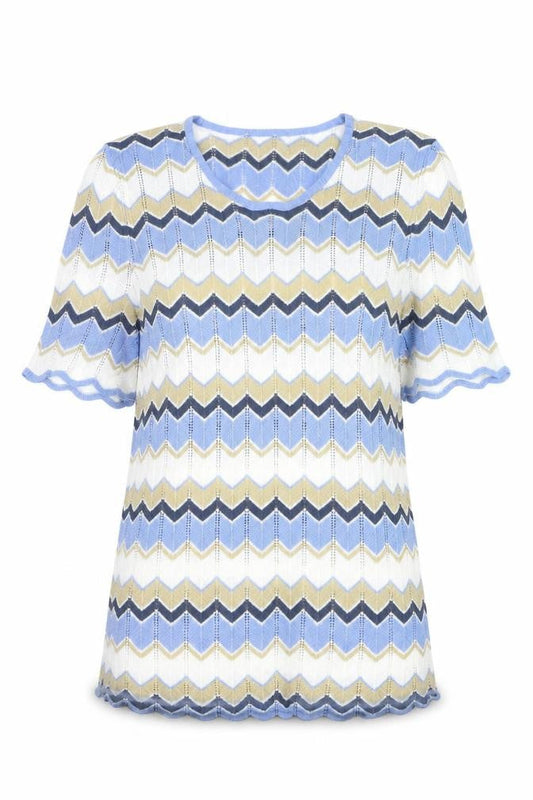 Charmance Women Multicoloured M Retro Knit Short Sleeve Pullover Jumper