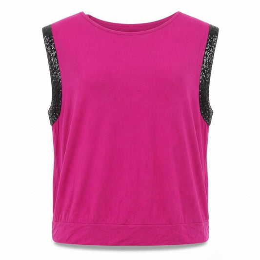Anthology Women’s Pink Sequin Trim Sleeveless Jersey Tank Top Size 16