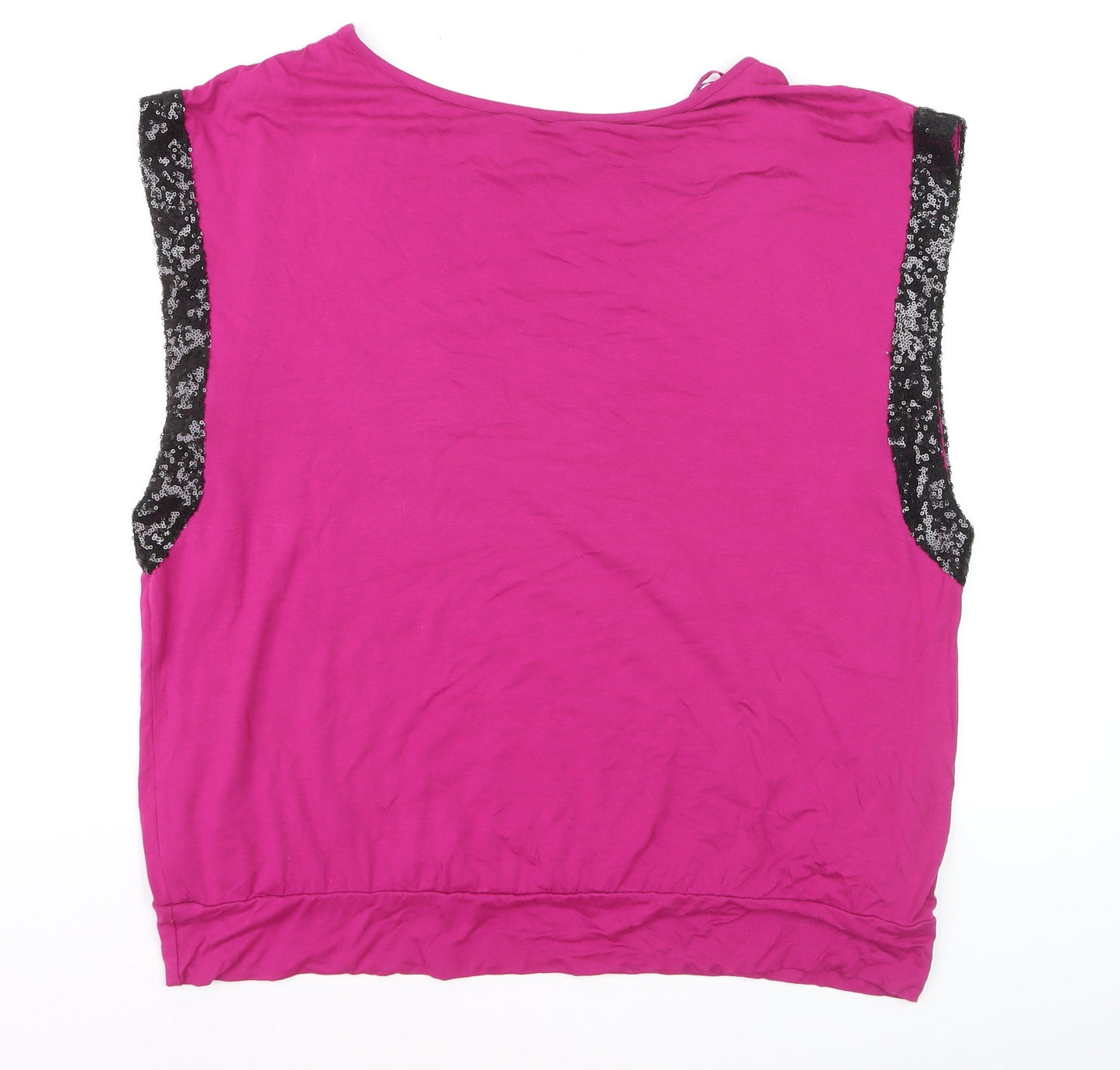 Anthology Women’s Pink Sequin Trim Sleeveless Jersey Tank Top Size 16