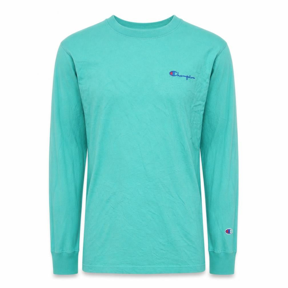 Champion Men's Green Long Sleeve Cotton Casual Top Size S