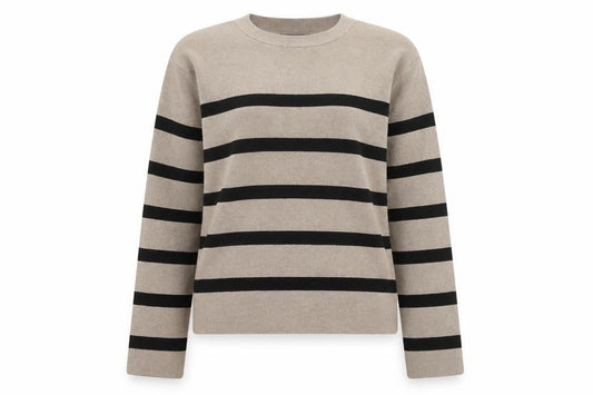 Marks and Spencer Women's Beige Striped Knit Jumper Size S