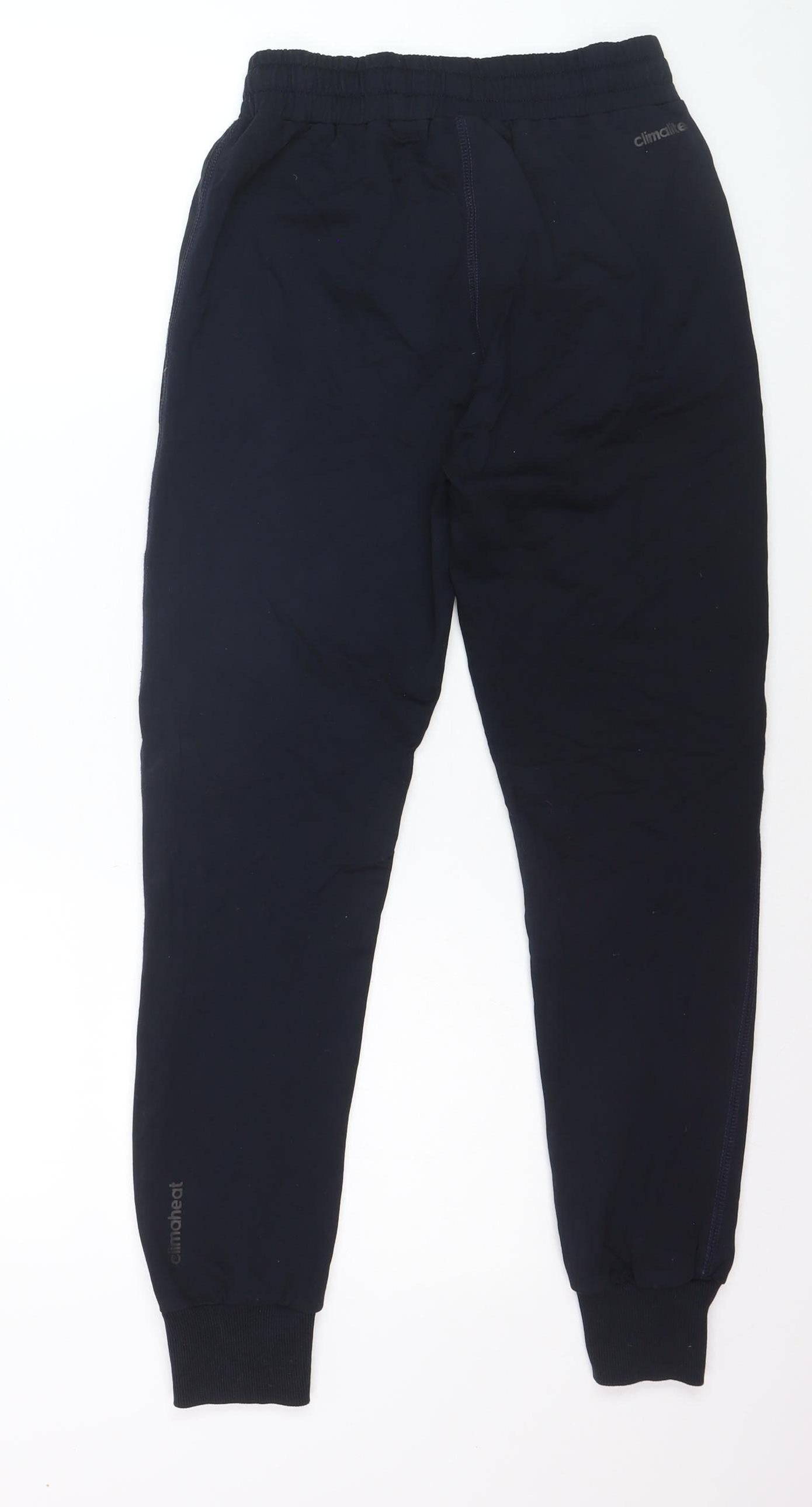 Adidas Boys Blue Jogger Activewear Trousers L Cotton Fleece