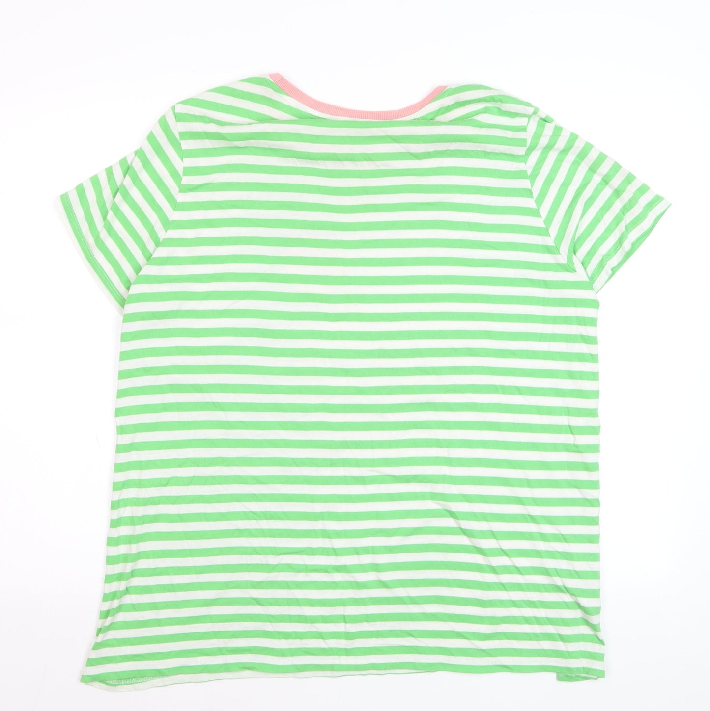Next Women’s Green White Striped Crew Neck T-Shirt Size 22